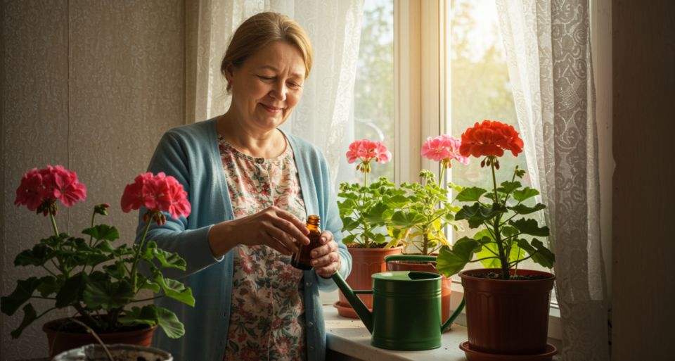 1 капля в воду для герани — и даже чахлый кустик порадует пышными соцветиями весь год
