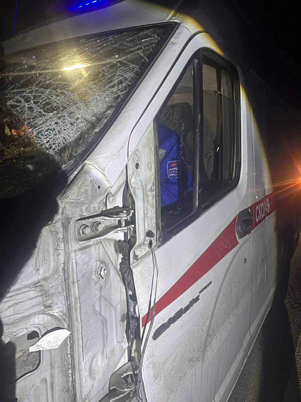 Лось врезался в скорую, которая перевозила шестимесячного малыша Лось врезался в скорую, которая перевозила шестимесячного малыша