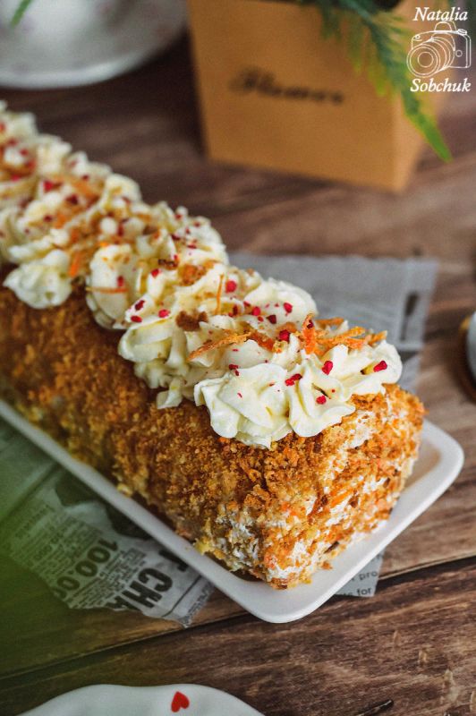 Морковный рулет с манговым кремом: пошаговый рецепт