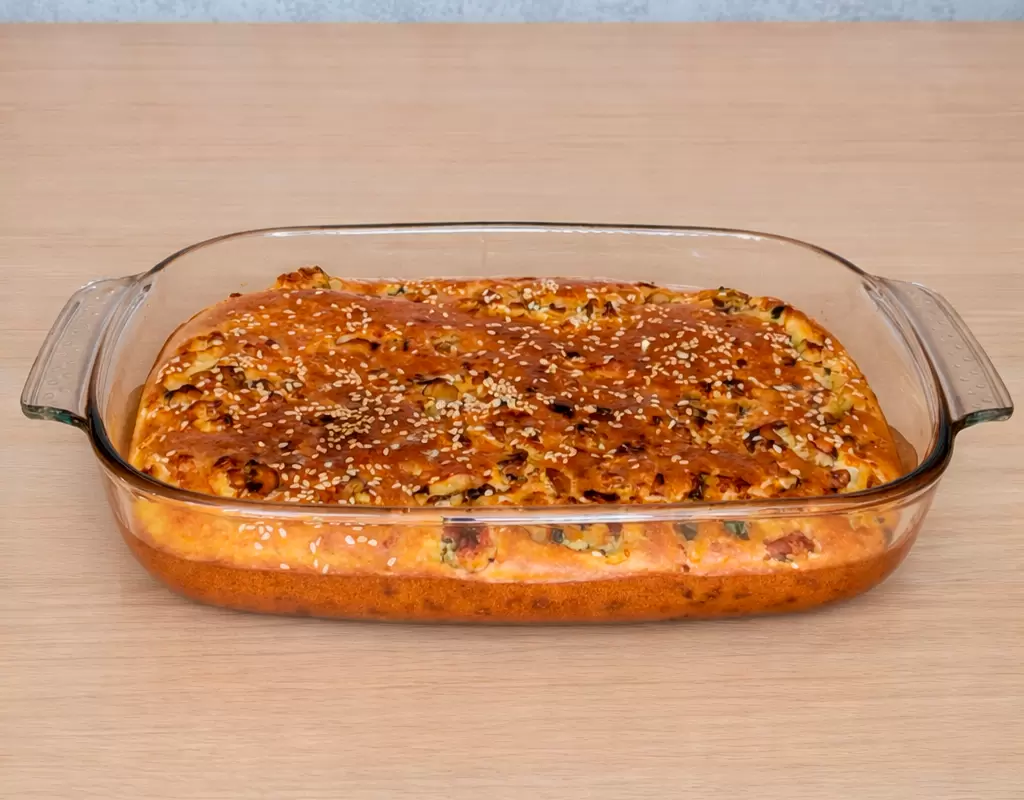 Восхитительный заливной пирог с курицей, грибами и шпинатом