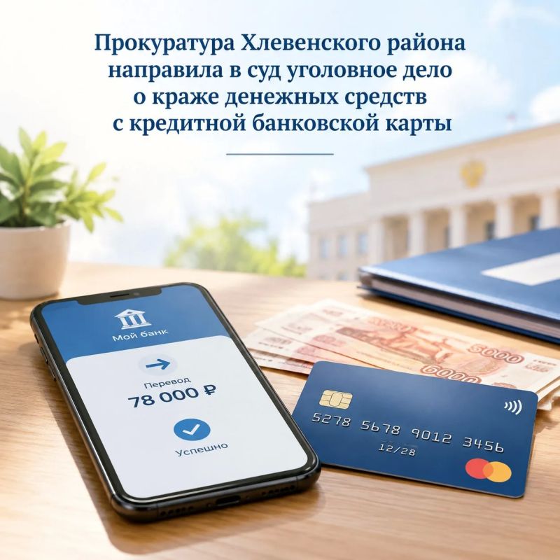 "Дорогой" гость: прокуратура Хлевенского района направила в суд уголовное дело о краже денег с кредитной карты