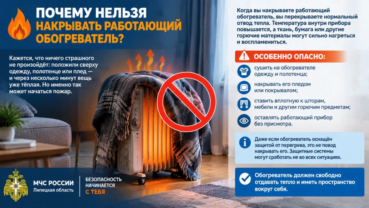 Почему нельзя накрывать работающий обогреватель?