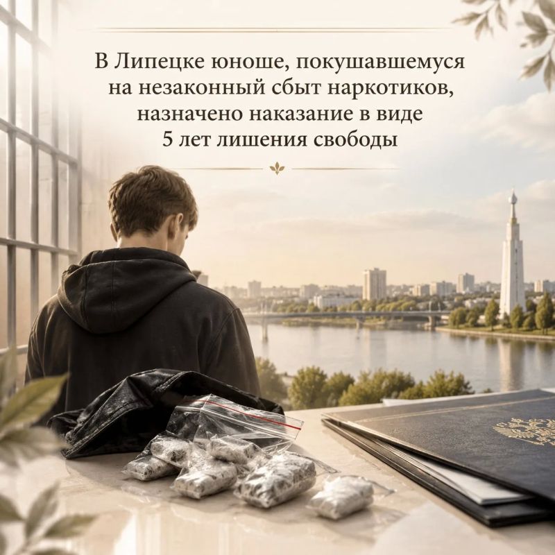 В Липецке юноше, покушавшемуся на незаконный сбыт наркотиков, назначено наказание в виде 5 лет лишения свободы