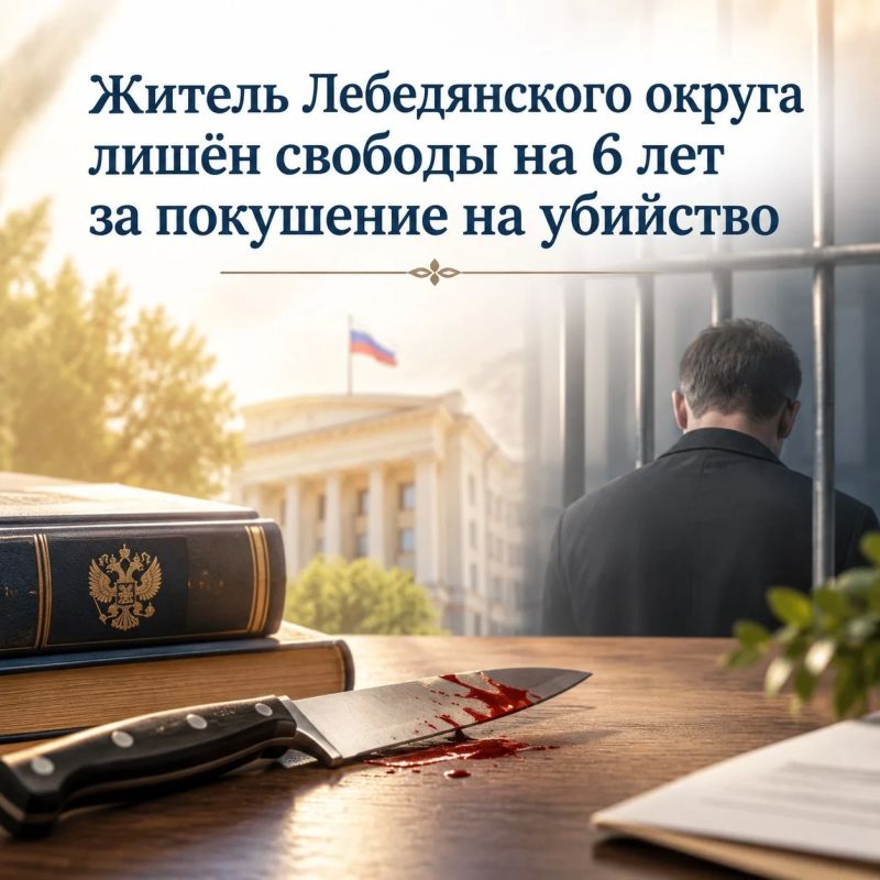 Житель Лебедянского округа лишён свободы на 6 лет за покушение на убийство